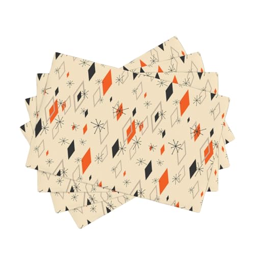 Mid Century Modern Placemats Set of 4,Kitchen Table Mats for Dining Outdoor Home Decor 12x18 Retro Place Mats 4 PCS, Style-16 - color: Style-16, size: 12"X18"|4 PCS