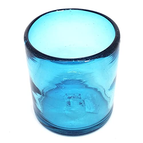 Solid Aqua Blue 9 oz Short Tumblers (set of 6), Recycled Glass, Lead-free, Toxin-Free (9oz Tumbler) - color: Aqua Blue, size: 9 oz