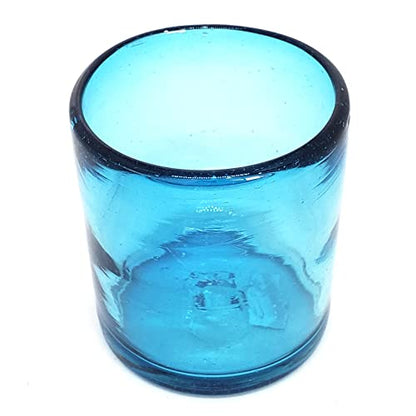 Solid Aqua Blue 9 oz Short Tumblers (set of 6), Recycled Glass, Lead-free, Toxin-Free (9oz Tumbler) - color: Aqua Blue, size: 9 oz