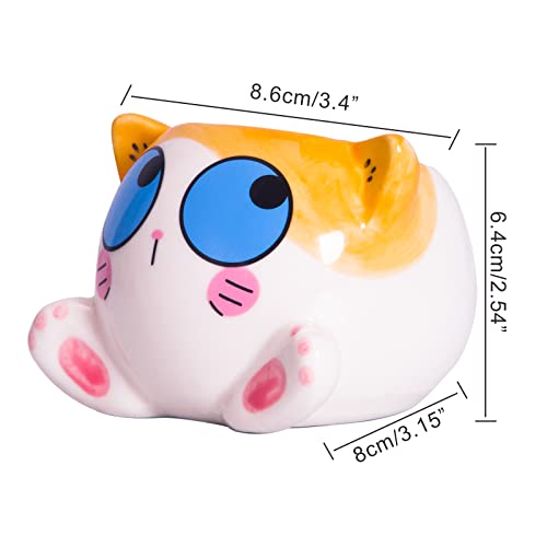 3.4 Inch Cute Succulent Pots with Drainage, Cat Planters for Indoor Plants | Tiny Animal Planters Mini Cat Pots Small Ceramic Flower Pot Cartoon Cactus Plant Pots Set of 6 - color: Cats 6pcs