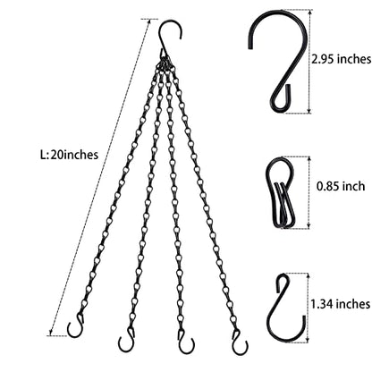 Heybe 20 Inch Hanging Basket Chain, 4 Point Hanging Chains with Hooks for Pot Planters Bird Feeders Lantern Lamp,Extended Hangers for Hanging Badkeys(20Inch, 4 Point) - size: 20 inches, style: 4 point