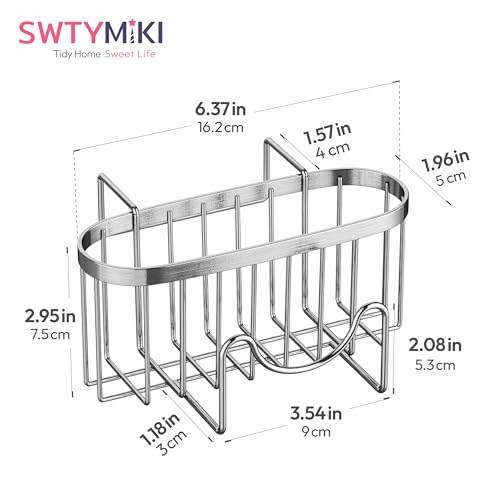 SWTYMIKI Sponge Holder for Kitchen Sink - Movable Kitchen Caddy with M Shape Hook, Stainless Steel Hanging Sponge Caddy for Sponges, Brush, Stopper Organizer in Double Bowl Sink, Silver - color: Silver-regular