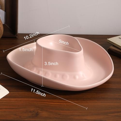 Chip and Dip Serving Set Bowl Cowboy Hat Chips and Salsa Serving Pink - color: Pure pink