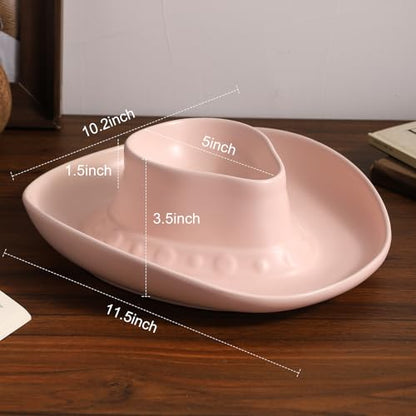 Chip and Dip Serving Set Bowl Cowboy Hat Chips and Salsa Serving Pink - color: Pure pink