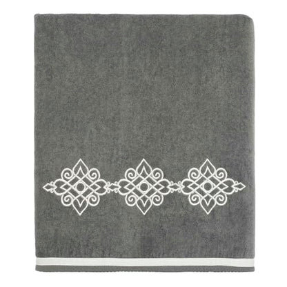 Avanti Linens - 3pc Towel Set, Soft & Absorbent Cotton Towels (Riverview Collection, Nickel) - color: Nickel, size: 3pc Towel Set