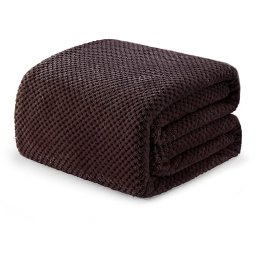 Exclusivo Mezcla Soft Waffle Fleece Bed Blanket Twin XL Size, Coffee | Lightweight Plush Blanket for Bed, Couch, Sofa, Cozy Fluffy Design for Bedroom, Guest Room, All Season, 90x66 Inches - color: Coffee, size: 90x66 in