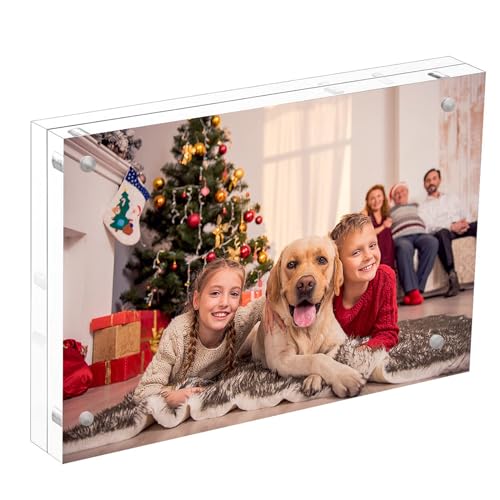 NIUBEE 4x6 Acrylic Picture Frame, Photo Frame 20% Thicker Block | Shatterproof &Safe, 95% High Transparency, UV protection, Double-sided display Magnetic Desktop Frames for Picture Display - size: 4x6"(1 Pack)