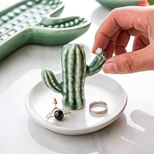 PUDDING CABIN Cactus Gifts for Women Christmas, Cactus Ring Holder Dish, Birthday Gifts for Women Thanksgiving Xmas Valentine's Day, Decorative Cactus Decor, Home Decor - style: Cactus Green