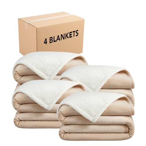 Arkwright Sherpa Fleece Throw Blanket - Case of 4 - Plush Fluffy Warm Reversible Soft Sherpa Throw Blanket for Home, Couch, Sofa, Bed, Camping and Travel, 68x90 in, Twin, Tan - color: Irish Cream Tan, size: Twin (68x90) Case of 4