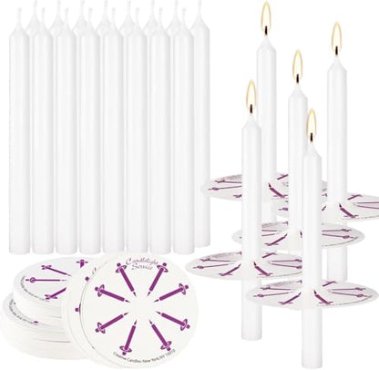 100 pcs Church Candles with Drip Protectors for Devotional Candlelight Vigil Service, Unscented White 5" H X 1/2" D, No Smoke, Shabbat, Praye - color: 100 White