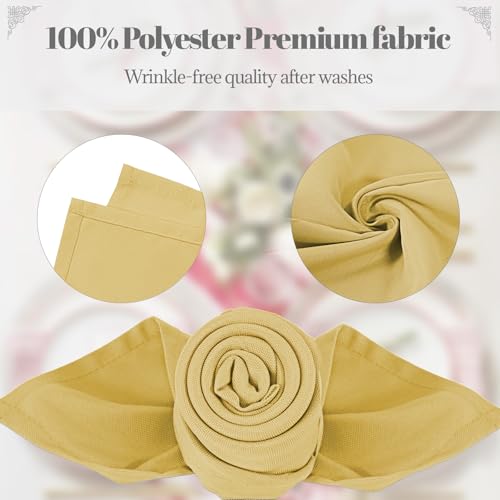 PLOYMONO Gold Cloth Napkins - 8 Pack 17" x 17" Washable Polyester Napkins | Heavy Duty 180 GSM Cloth Napkins with Hemmed Edges - Great for Restaurants, Weddings, Parties, Banquets Dinner - color: Gold