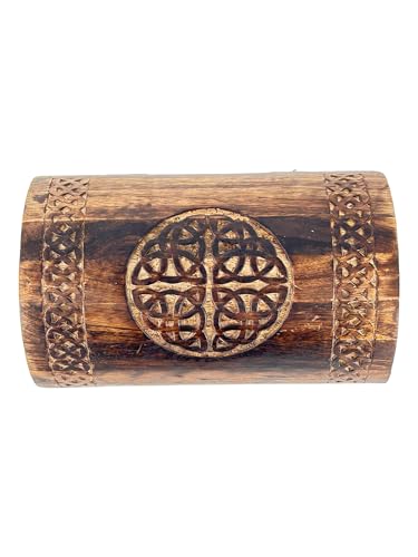 Premium Handmade Wooden Treasure Chest Decorative Trunk for Keepsakes Semicircular Curved Floral Jewellery Box Trinket Box Ladies Jewellery Storage Case Handcrafted Home Decor (Celtic Brown)