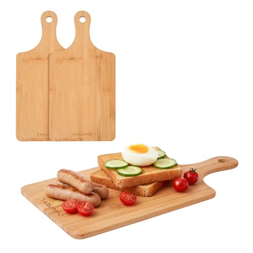 Bamboo Cutting Board Set of 3 with Handle, Wooden Cutting Boards for Kitchen, Bamboo Chopping Board Set for Meat, Vegetables, Fruit and Bread