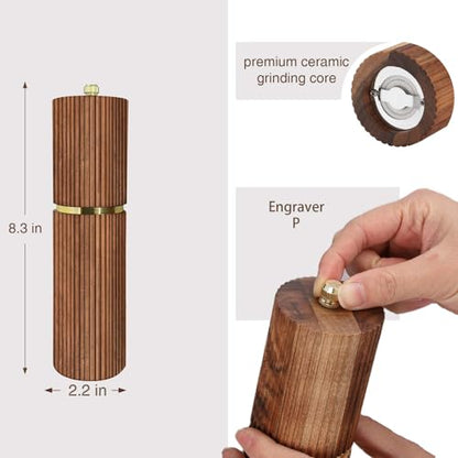 Wooden Pepper Grinder Pepper Mill,Adjustable Coarseness Salt Pepper Grinder Shaker Pepper Grinder Refillable,Acacia Wood Salt Grinder for Your Kitchen - color: BURLYWOOD-1