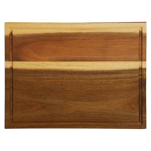 Elama 15.5 x 12 Inch Acacia Wood 1.5 Inch Thick Butcher Block – Heavy-Duty Cutting and Serving Board for Meat, Cheese, and Vegetables (15.5 x 12 Inch) - color: 15.5 x 12 Inch, size: 15.5"L x 12"W