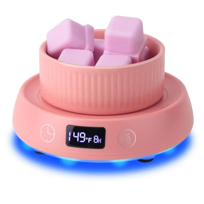Candle Warmer,Wax Melt Warmer for Desk with Temperature Display | 1-9H Delay Start Timer,Wax Warmer for Scented Wax,Wax Melter,3 Temperature Settings,1-9H Auto Shut Off Timer - color: Pink