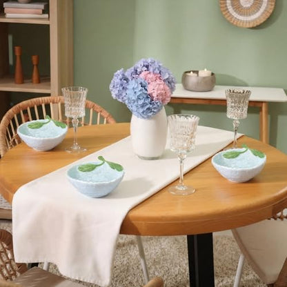 LemonRoad 4 Pcs Hydrangea Bowls Set Ceramic Floral Ramekins Dinnerware Spring Summer Tableware Appetizer Bowls Decorative Dinner Birthday Party Tableware for Baby Shower Party Supplies