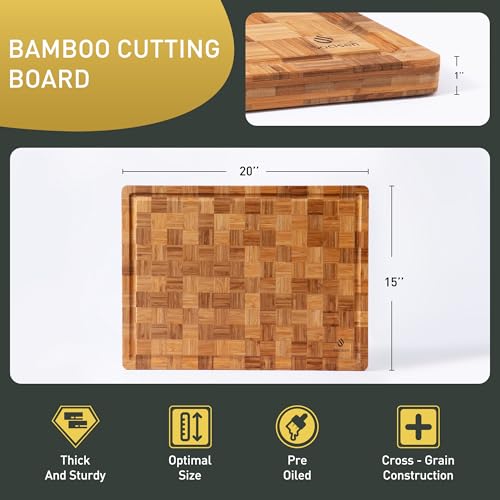 Extra Large Bamboo Wooden Cutting Board Wood Cutting Boards for Kitchen | Non Slip, Non Toxic, Butcher Block, Best Cutting Board, Must Haves, Kitchen Essentials Accessories, House Warming Decor - size: 20*15in