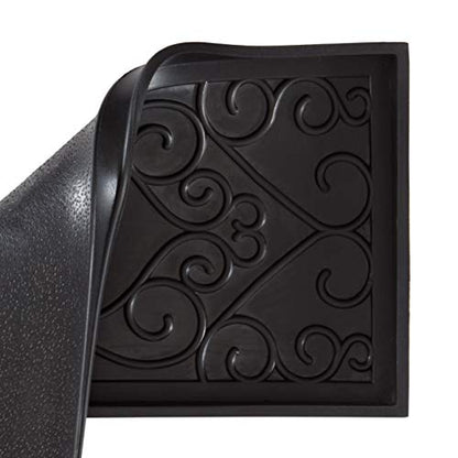 Anji Mountain AMB0BT2F-003 Black Rubber Boot/Shoe Tray with Coir, Fits 2 Pair (24.5" Wide), Tan & Black Insert - color: Tan and Black Insert, size: 24" x 14" x 1.5"