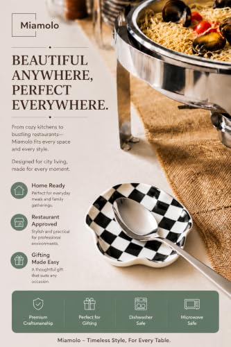 Miamolo Spoon Rest for Stove Top, 5.3in Checkered Spoon Holder Utensil Rest, Ceramic Spoon Rests for Coffee Bar, Kitchen Gadget Cooking Gift for Housewarming - Heat Resistant & Dishwasher Safe - color: Black & White Pattern