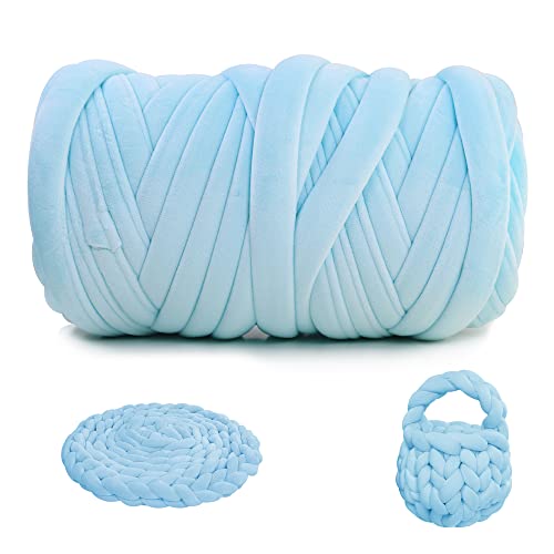 Chunky Yarn for Arm Knitting, guofa 2.2LBS Soft Fleece Yarn for Throw Blanket Pillow, Hand Knitting Bag, Cat Bed and DIY Home Decorations - color: Light Blue, size: 37 Yards