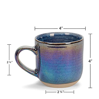 Elanze Designs Glossy Reactive Glaze Large 17 Fluid Ounce Everyday Kitchen Food Grade Ceramic Stoneware Coffee Mug Cup with Comfort Curved Handles, Set of 4, Purple Rainbow - color: Purple Rainbow