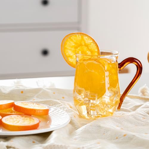 COMI Glass Coffee Cups,8oz Clear Coffee Cups Set of 6,Lightweight Glass Mugs with Colorful Handles,Heat Resistant & Explosion-Proof, Perfect for Home, Cafe, Office