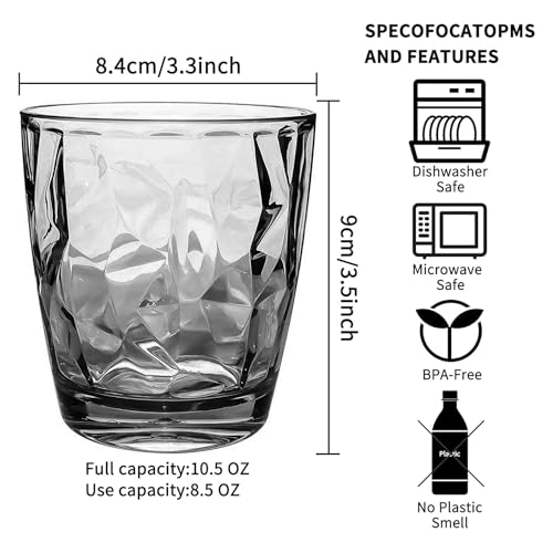 Plastic Glassware Tumbler Dishwasher Safe, Set of 4 Unbreakable Drinking Glasses, 10.5oz Reusable Acrylic Cups for Everyday Use (Black) - color: Black
