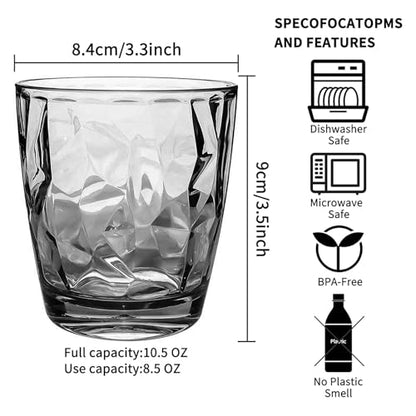 Plastic Glassware Tumbler Dishwasher Safe, Set of 4 Unbreakable Drinking Glasses, 10.5oz Reusable Acrylic Cups for Everyday Use (Black) - color: Black