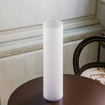 WGVI Hurricane Candle Holder Sleeve, W: 2.5", Ht: 14", Frosted Glass Cylinder Open Both Ends, Chimney Tube Shade, 2 Pieces - color: Frosted, size: 2.5x14"H