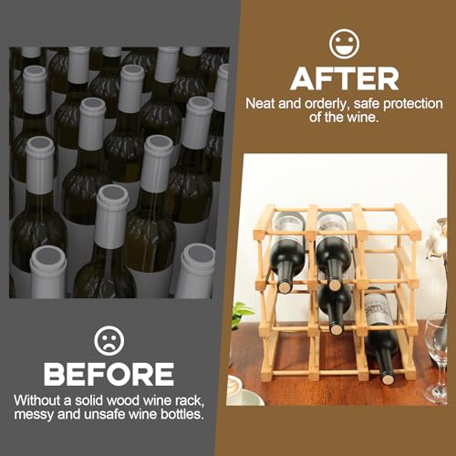 Wooden Wine Rack, 12-Bottle Stackable Wooden Wine Rack, Stackable Modular Wine Storage Racks, DIY Assembly Wine Bottle Holder for Inside Cabinet and Countertop (Beech Wood)