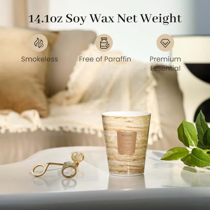 M&SENSE Tobacco Vanilla Scented Soy Candle, 3 Wick Highly Scented 14.1 Oz 75H, Aromatherapy Christmas Gift for Women and Men - color: TobaccoVanilla, size: Medium