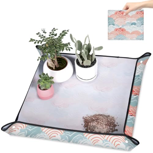 Repotting Mat for Indoor Plants Abstract Seawater Waterproof Potting Mat for Mess-Free Gardening, Foldable & Portable Planting Mat, Gardening Gifts & Bonsai Tools - color: Abstract Seawater, size: 19.7x19.7"