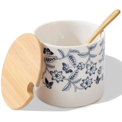 Salt Cellar with Lid and Spoon, 9oz Salt Containers for Countertop | Moisture-Proof Salt Box, Beautiful Salt Holder