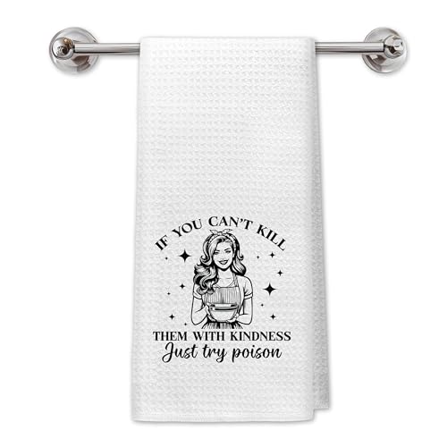Retro Funny Kitchen Towels Adult Humor, Vintage Housewife Dish Tea Towels for Kitchen, Humorous Sarcastic Gifts for Hostess, Funny Kitchen Decor, 16x24 Inch - color: Kitchen-011