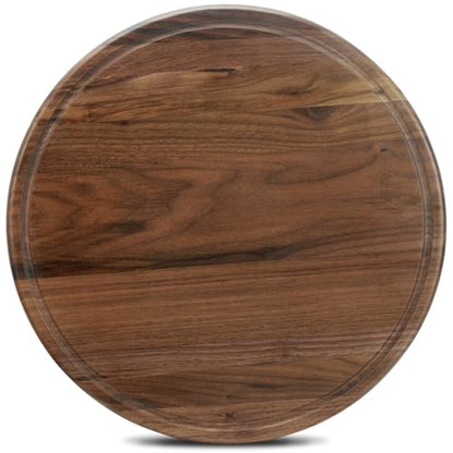 14" Round Walnut Wood Cutting Board for Kitchen | Wooden Chopping Board With Juice Grooves - size: 14"L x 14"W
