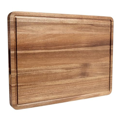 20 Inch Large Acacia Wood Cutting Board, 1.3 Inch Thick Reversible Butcher Block for Kitchen, Large Charcuterie & Cheese Board with Deep Juice Groove, for Serving, Meat, Vegetables - size: 20"L x 15"W