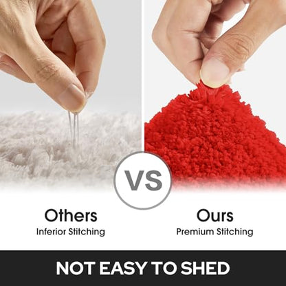 HOMEIDEAS Bathroom Rugs Sets 2 Piece, Super Soft and Absorbent Non Slip Microfiber Machine Washable Bath Mat Set (20" x 32" + 16" x 24", Red) - color: Loop- Red, size: 1'4" x 2'8" (16"x24"+20"x32")
