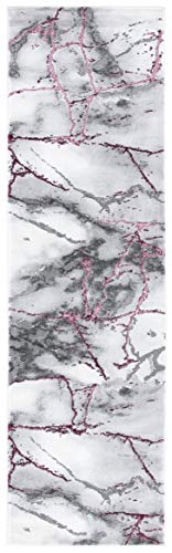 SAFAVIEH Craft Collection Runner Rug - 2'3" x 6', Grey & Wine, Modern Abstract Design, Non-Shedding & Easy Care, Ideal for High Traffic Areas in Living Room, Bedroom (CFT877S) - color: Grey/Wine, size: 2'3" x 6' (Runner)