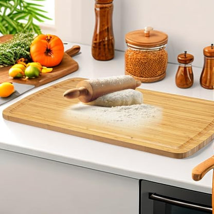 30" Extra Large Bamboo Cutting Boards for Kitchen, Wooden Chopping Board with Juice Groove, Reversible Butcher Block Cutting Board Carving Board for Meat Turkey Veggies, 30 x 20 Inch - size: 30"L x 20"W