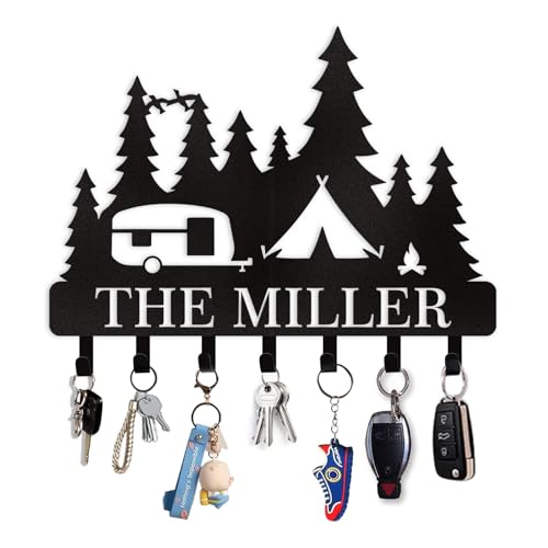 Personalized Key Holder for Wall, Metal Camper Key Rack Hanger with Hooks | Custom Camping Key Hooks for Wall Organizer, Decorative Key Rack Wall Mount for Kitchen, Doorway, Hallway, Office - color: 05 Camping