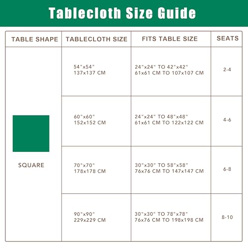 Biscaynebay Textured Fabric Square Tablecloths 90x90 Inches, Natural Water Resistant Spill Proof Card Table Cloth Folding Table Cover for Dining, Kitchen, Wedding and Parties, Machine Washable - color: Natural, size: 90" x 90" (Square)