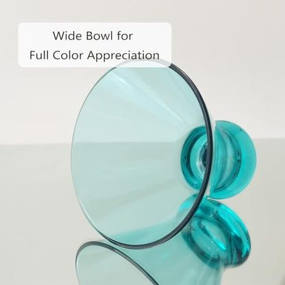 Set of 6 Plastic Stemless Martini Glasses 9 oz, Heavy Base Stable Cocktail/Drink/Juice/Red Wine Glasses, Fits Ice Cream/Milkshakes, Dishwasher Safe, Ideal for Home Party (Teal) - color: Teal