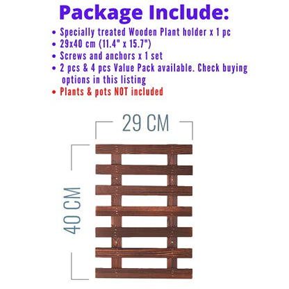 ShopLaLa Wooden Wall Planter for Succulents (40cm) Air Plant Wall Hanger | Indoor Outdoor, Live Orchid Wall Wood Display Frame Vertical Garden Balcony Deck Bathroom Macetas para Plantas De Aire - size: 40cm (15.7")