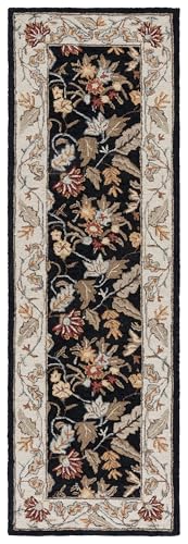 SAFAVIEH Chelsea Collection Runner Rug - 2'6" x 14', Black, Hand-Hooked French Country Wool, Ideal for High Traffic Areas in Living Room, Bedroom (HK141B) - color: Black, size: 2'6" x 14' (Runner)