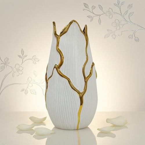 Ceramic Vase Round Circle Sculptural with Polished Decorative Presence and Smooth Finish Suitable for Dining Tables Consoles Shelves Home Decoration, L 21.5cm W 7.5cm H 28cm - size: L 21.5cm W 7.5cm H 28cm