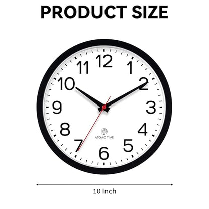 AKCISOT 10 Inch Wall Clock, Silent Battery Operated Analog Clock, Black | Atomic | Classroom | Kitchen | Office | Easy to Read Numbers | Garage - color: Atomic_black, size: 10 Inch
