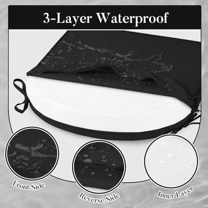 Basic Beyond Outdoor Cushions for Patio Furniture: Waterproof & UV Resistant Outdoor Chair Cushions Set of 4-19 x 19 x 3 Inch Thick Patio Chair Cushions with Adjustable Ties & Handle, Black - color: Black