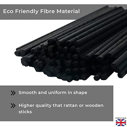 Ziffs Home® 120pcs Black Fibre Reed Diffuser Sticks - 25.4cm/10 Inches in x 4mm/0.16in - Thick Reeds Sticks - Fibre Reeds for Diffusers - color: Black - 10 Inch - 25.4cm