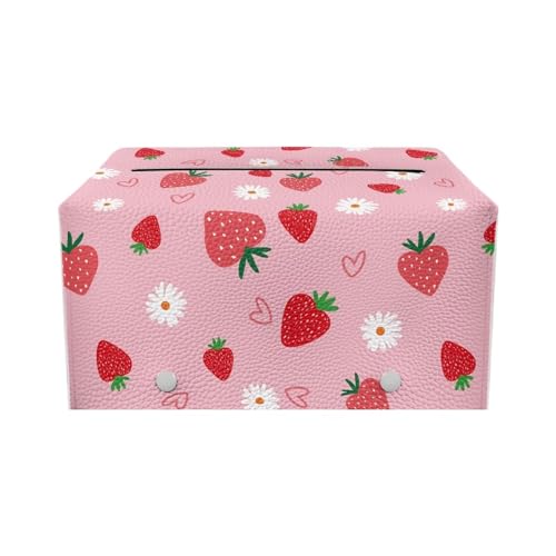 Tissue Box Cover Cartoon Hippie Flower Rectangle Modern PU Leather Rectangular Tissue Box Tissue Cover Tissue Box Holder Night Stands Bedroom Cute Strawberry - color: Cute Strawberry